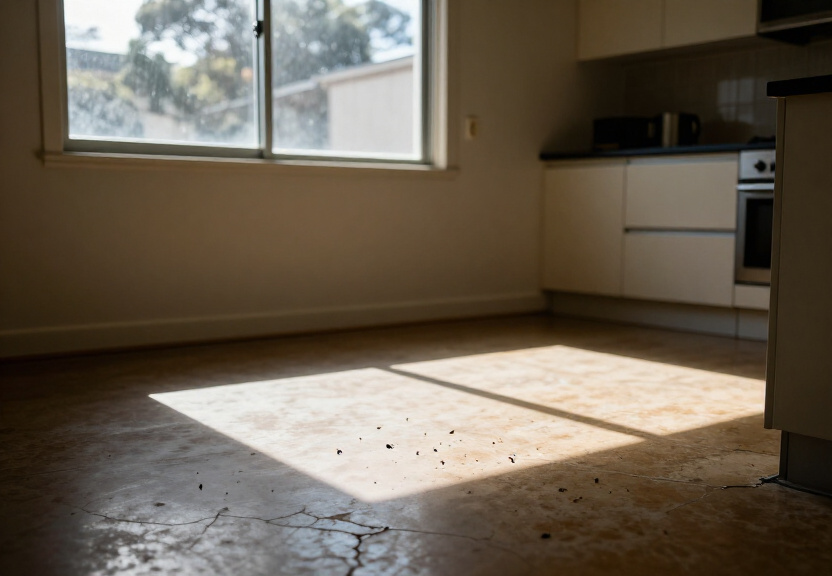 Cockroach infestation in a Denistone kitchen before treatment
